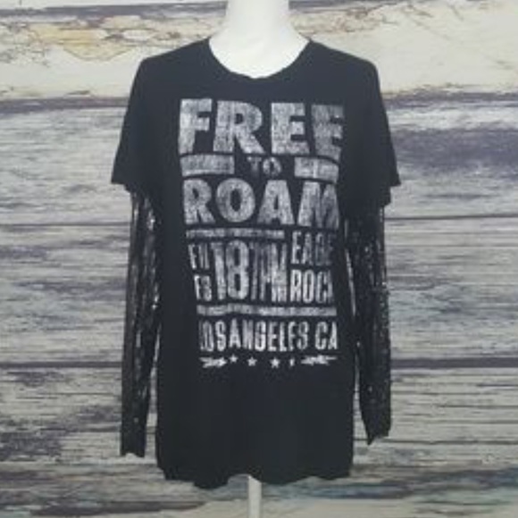 Free people free to roam sequins sleeve t shirt - Picture 2 of 2